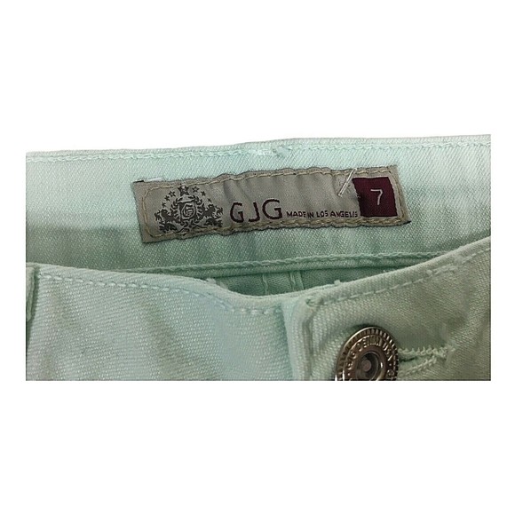 GJG Mini Shorts 7 Jr Stretch Denim Mint Green Low Rise NWT - Picture 4 of 5